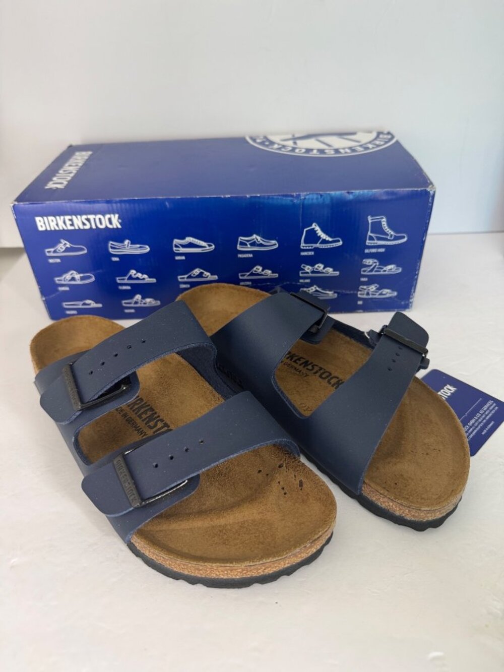 Birkenstock Arizona Dark Blue Sandal Birko Flor Size EU 36 US 5 Narrow NIB - Picture 2 of 7